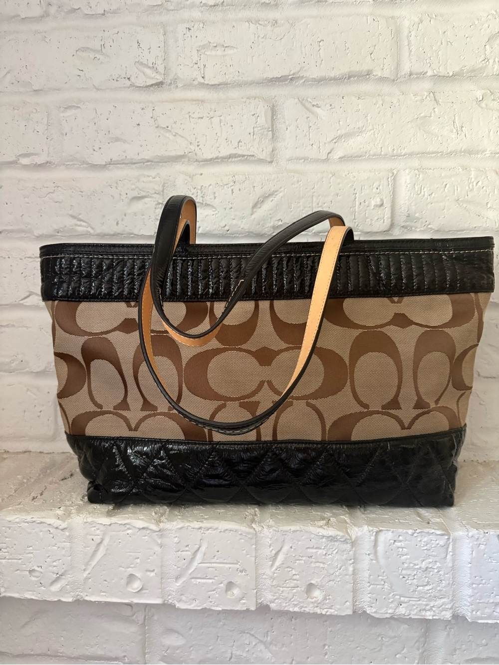 Coach Poppy Signature Quilted Black Tote